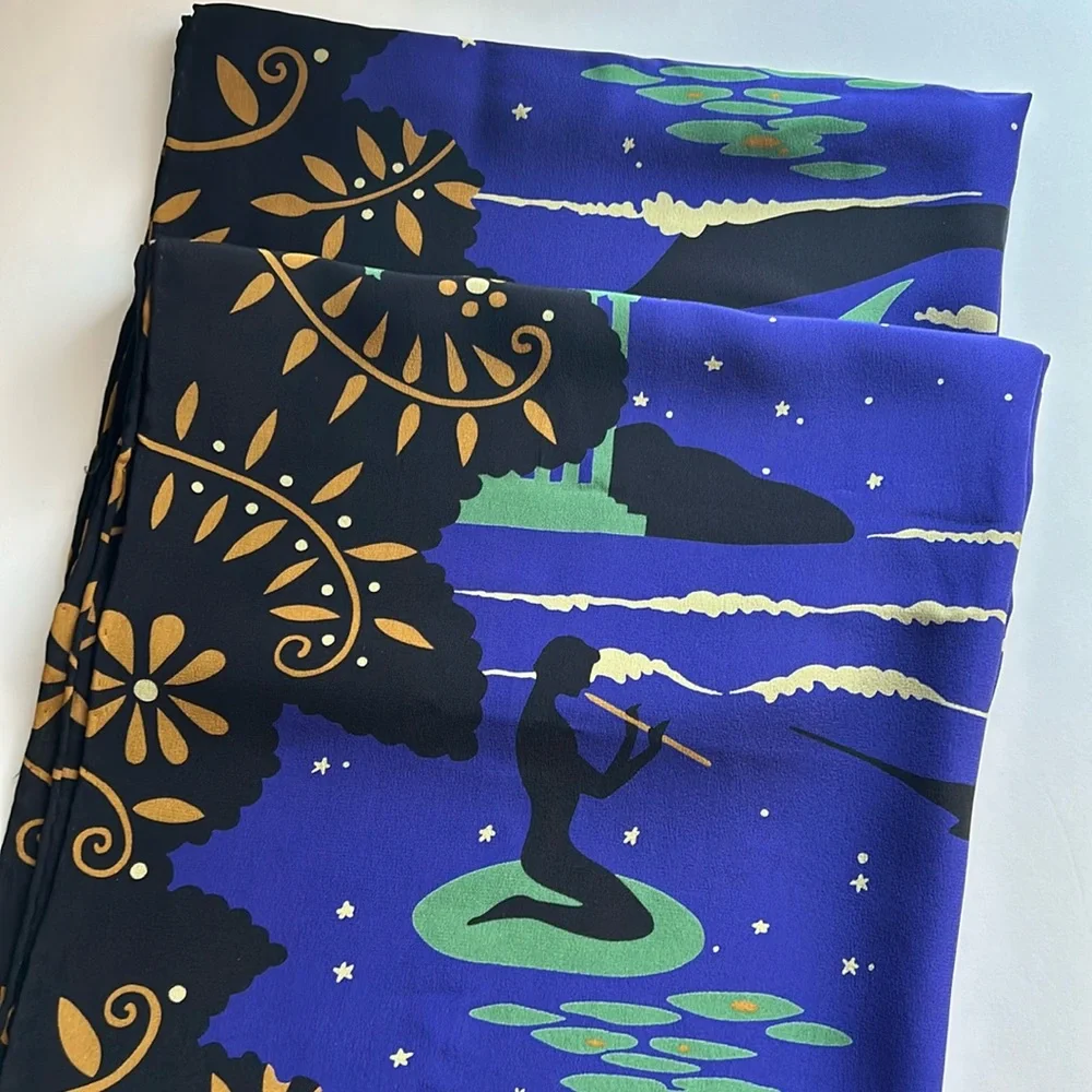 Scarf in a Artful Starry Nighttime Water Lily Design